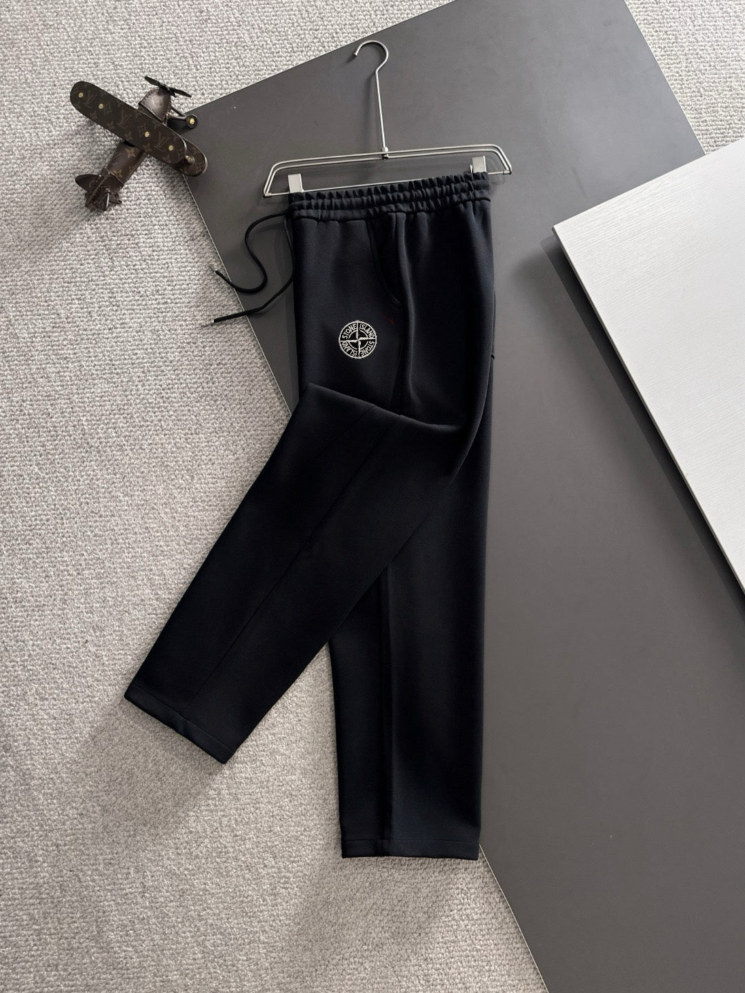 Stone Island Heathered Cotton Blend Relaxed Straight Sweatpants