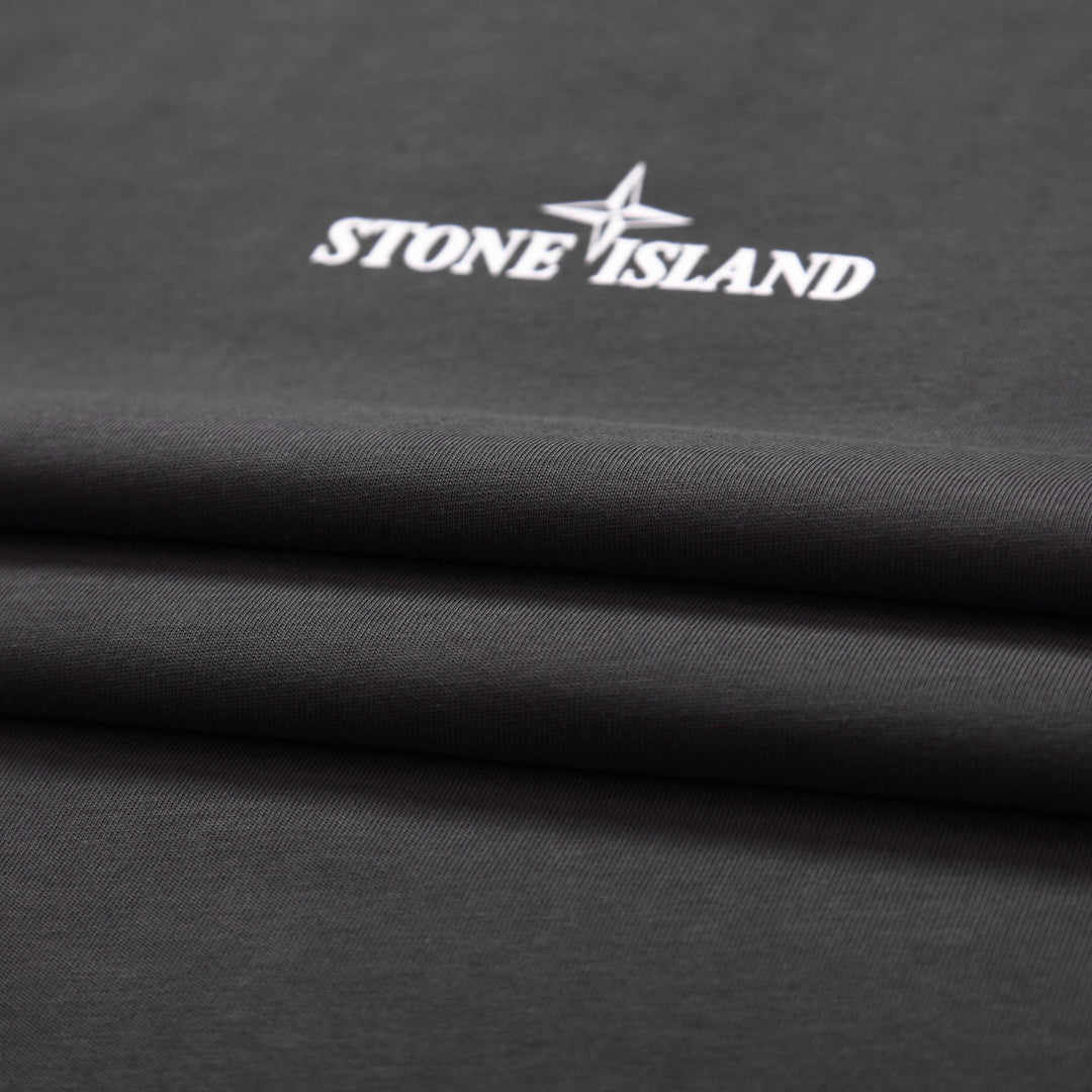 Stone Island Centre Chest Logo Crew Neck T-Shirt with Right Sleeve Nylon Zip Pocket