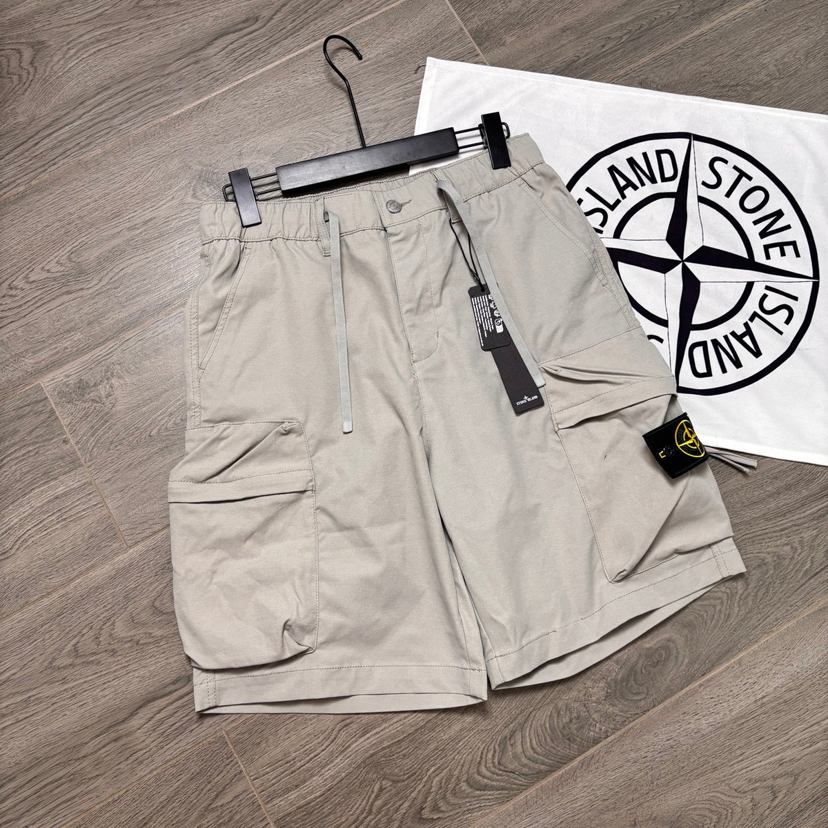 Stone Island Technical Nylon Cargo Shorts with Large Bellows Pockets and Compass Badge
