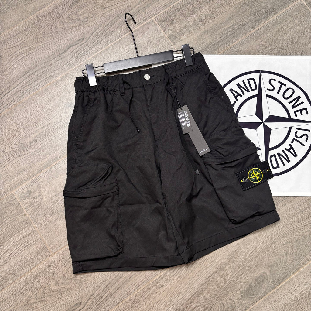 Stone Island Technical Nylon Cargo Shorts with Large Bellows Pockets and Compass Badge