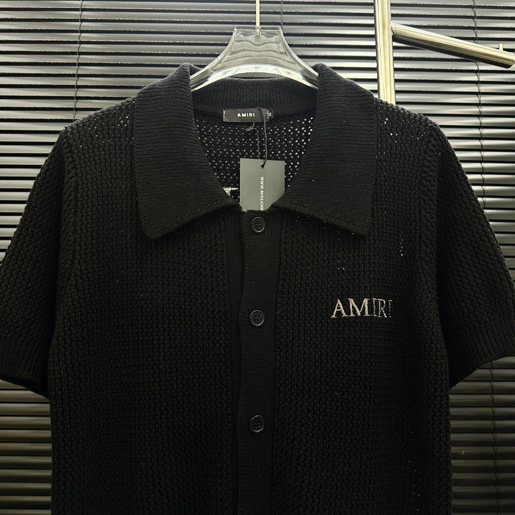 AMIRI Minimal Logo Short‑Sleeve Knit Cardigan