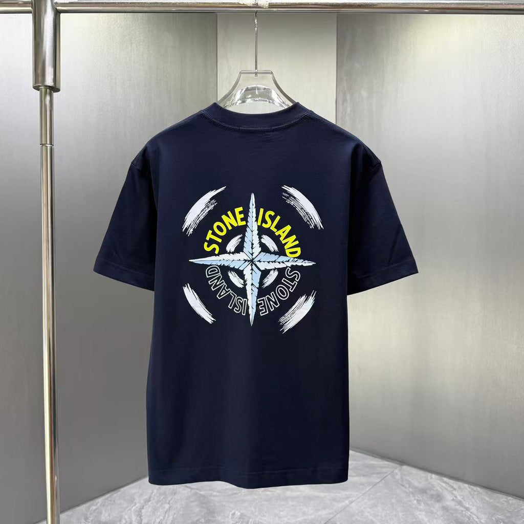 Stone Island Spring–Summer 2026 T-Shirt — Crystalline Prism-Effect Compass Star Print at Right Chest