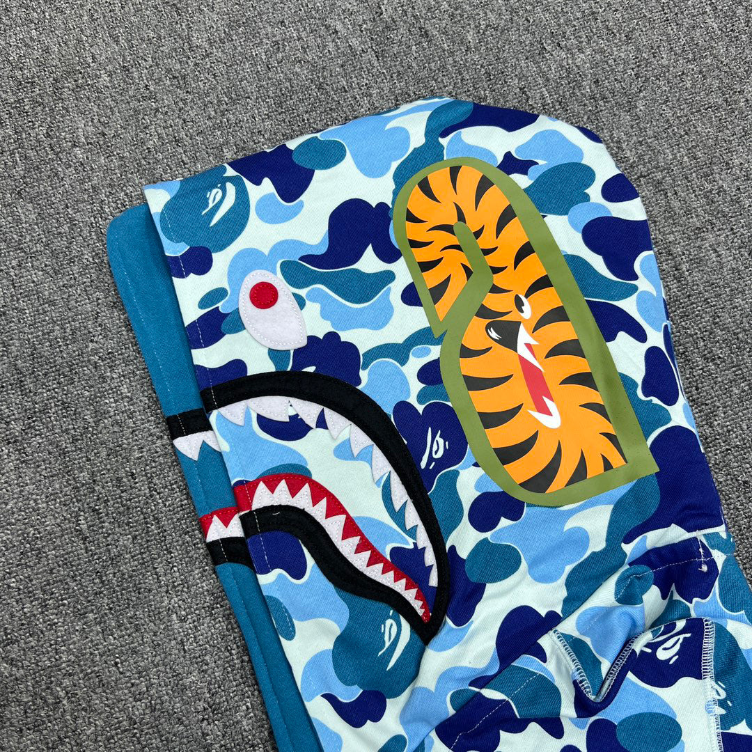 BAPE ABC Macro Camo Shark Full-Zip Double Hood Hoodie