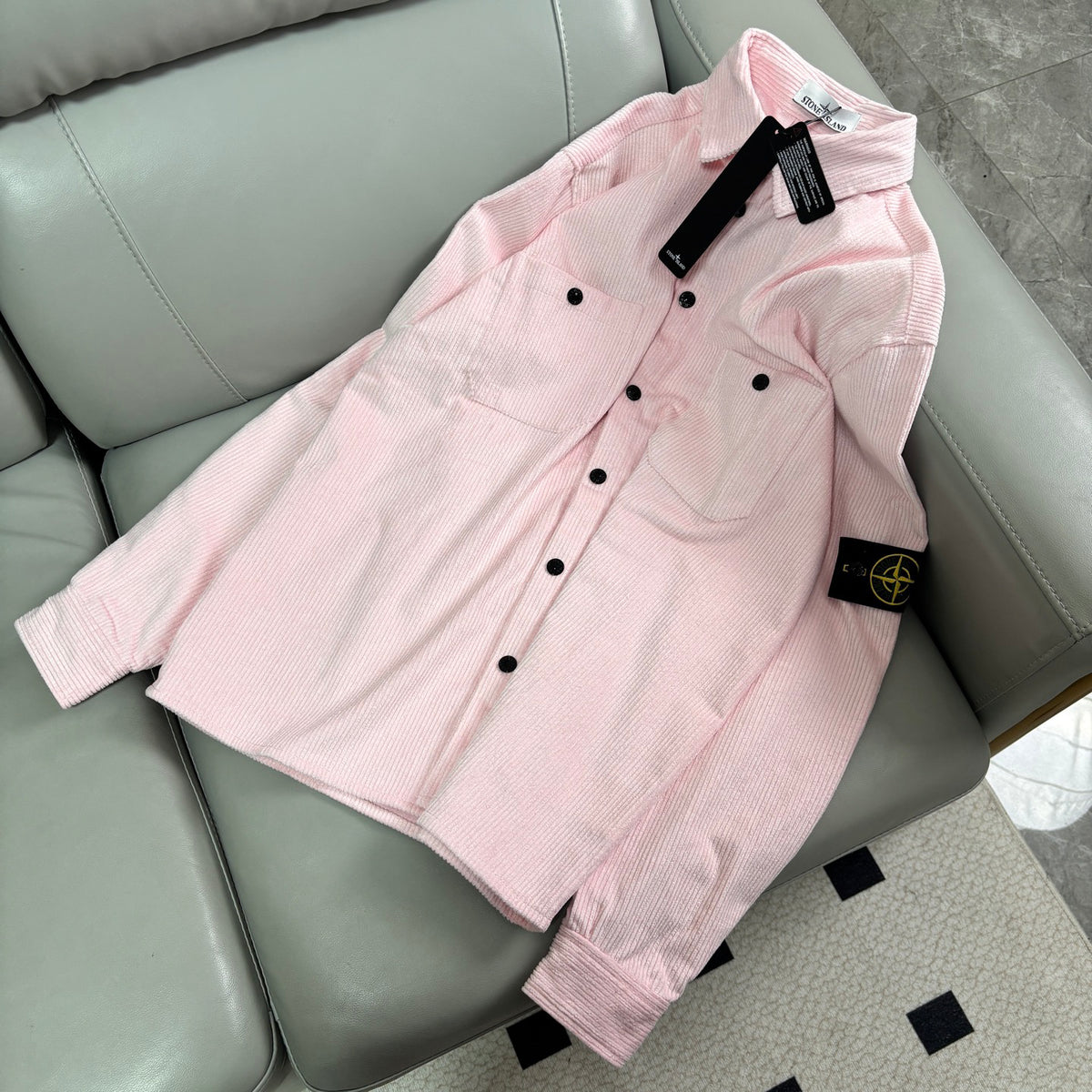 Stone Island Wide-Wale Corduroy Overshirt with Snap Buttons and Compass Badge