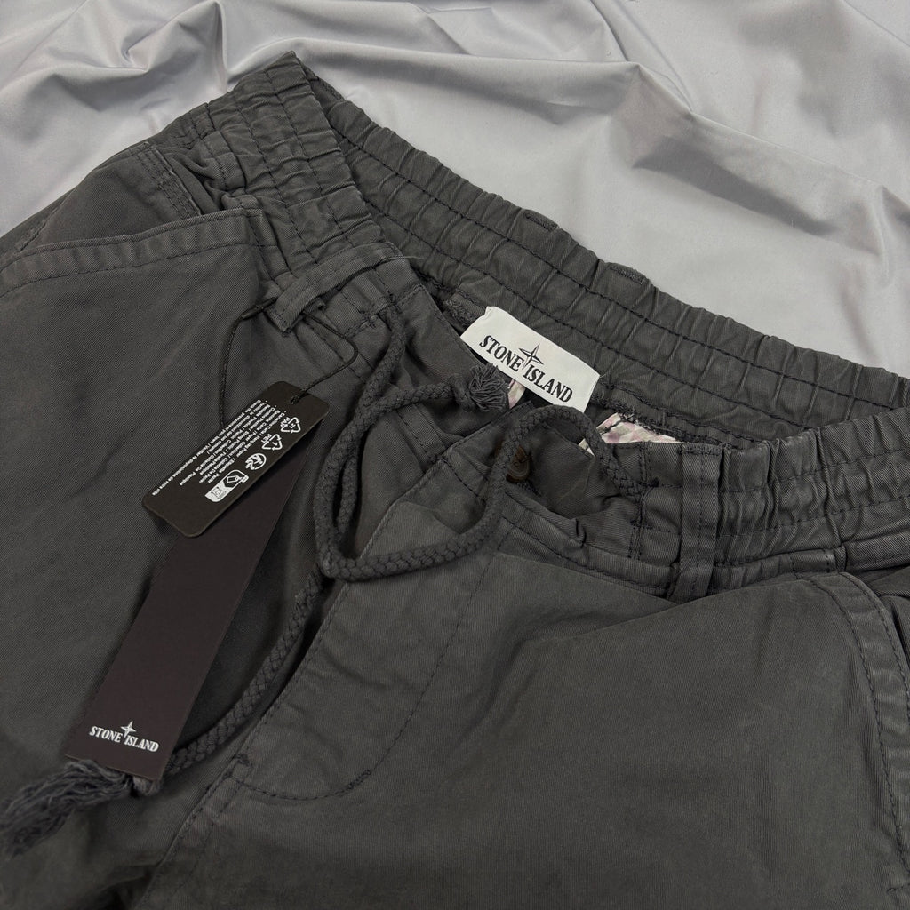Stone Island Garment-Washed Cargo Jogger Pants with Compass Badge