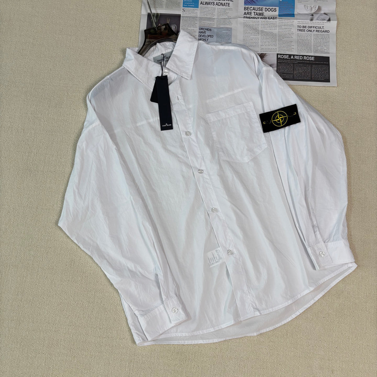 Stone Island Lightweight Sun-Protection Overshirt with Compass Badge Sleeve Patch