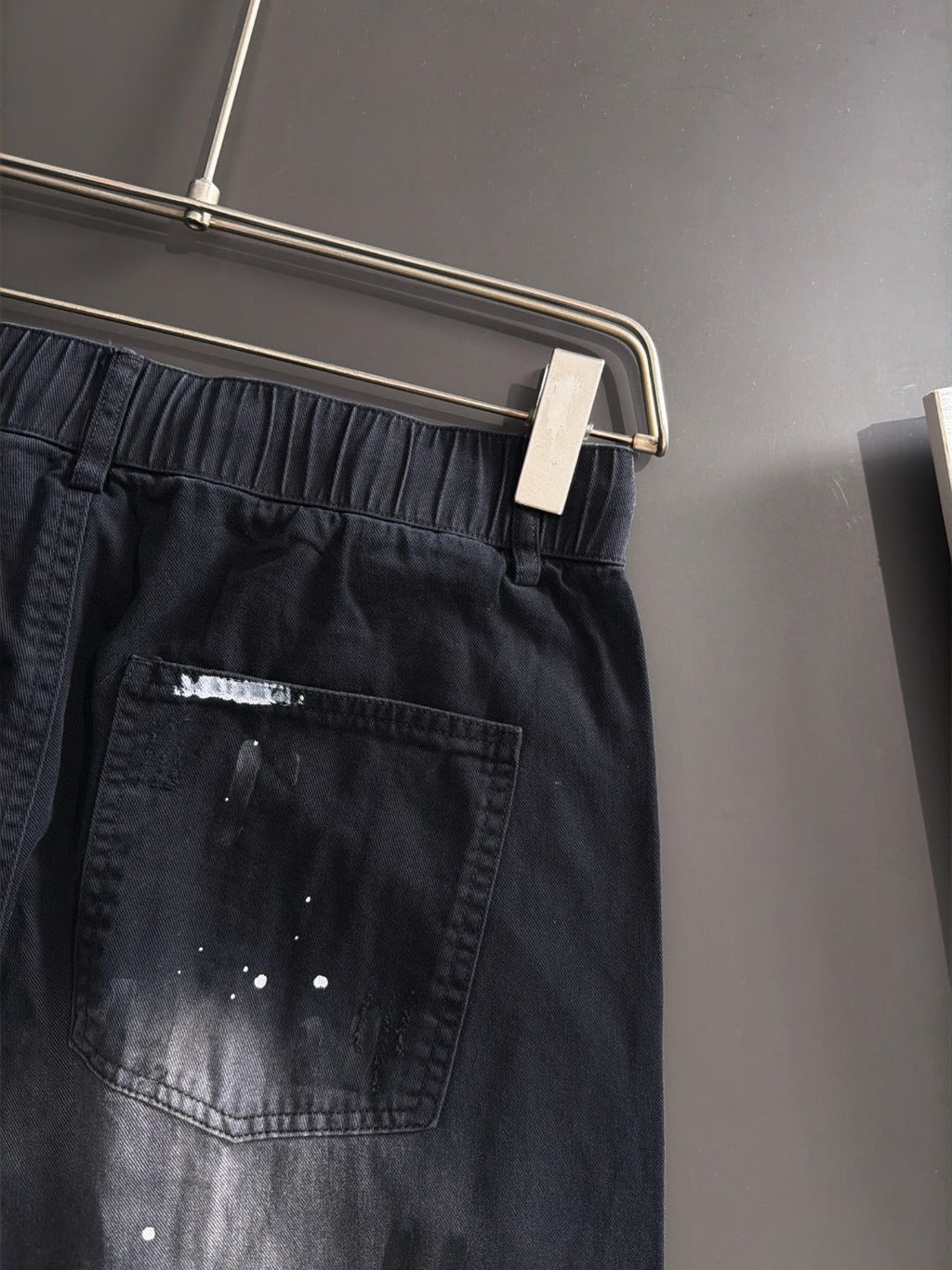 Men's Splatter Paint Wide‑Leg Casual Pants, Elastic Drawstring Waist Rider Embroidery Trousers
