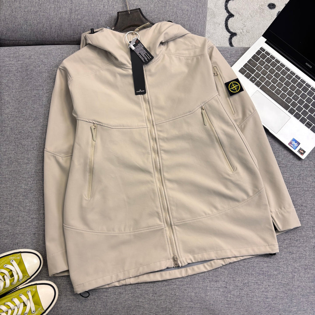 Stone Island Softshell Three-Protection Hooded Jacket with Compass Badge