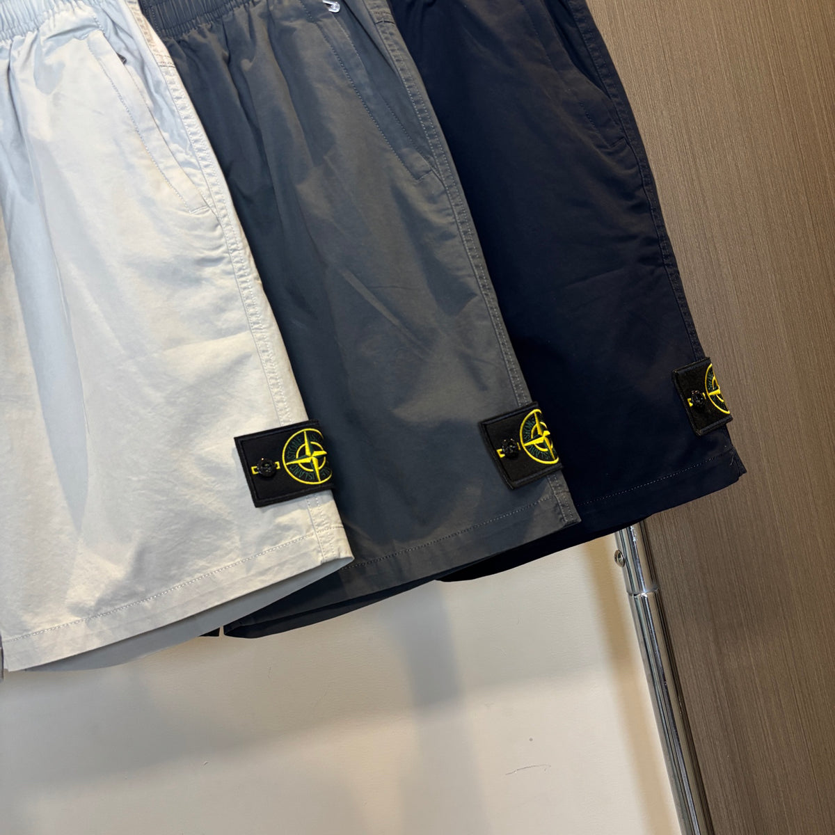 Stone Island Mid-Length Utility Cotton Shorts with Elasticated Waist and Compass Badge