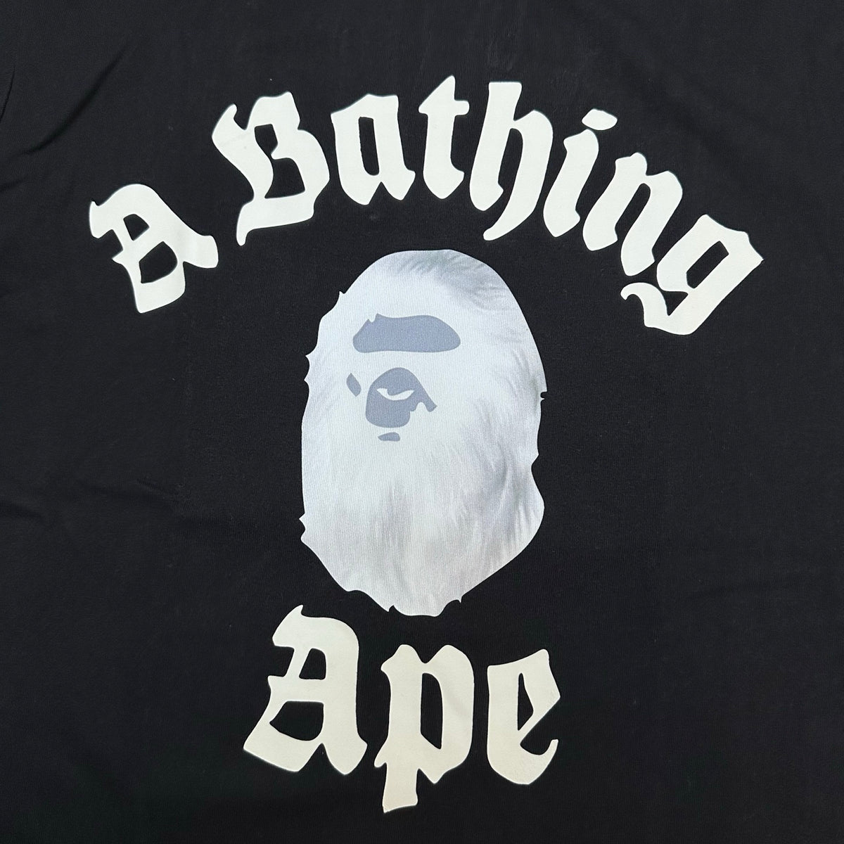 BAPE FW25 Old English Gothic Photorealistic Ape Face Oversized Heavyweight Unisex T-Shirt