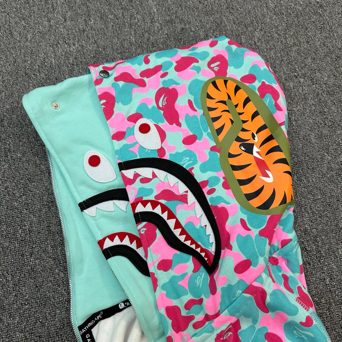 BAPE Miami 4th Anniversary WGM Shark Full-Zip Double Hood Hoodie — Miami ABC Camo