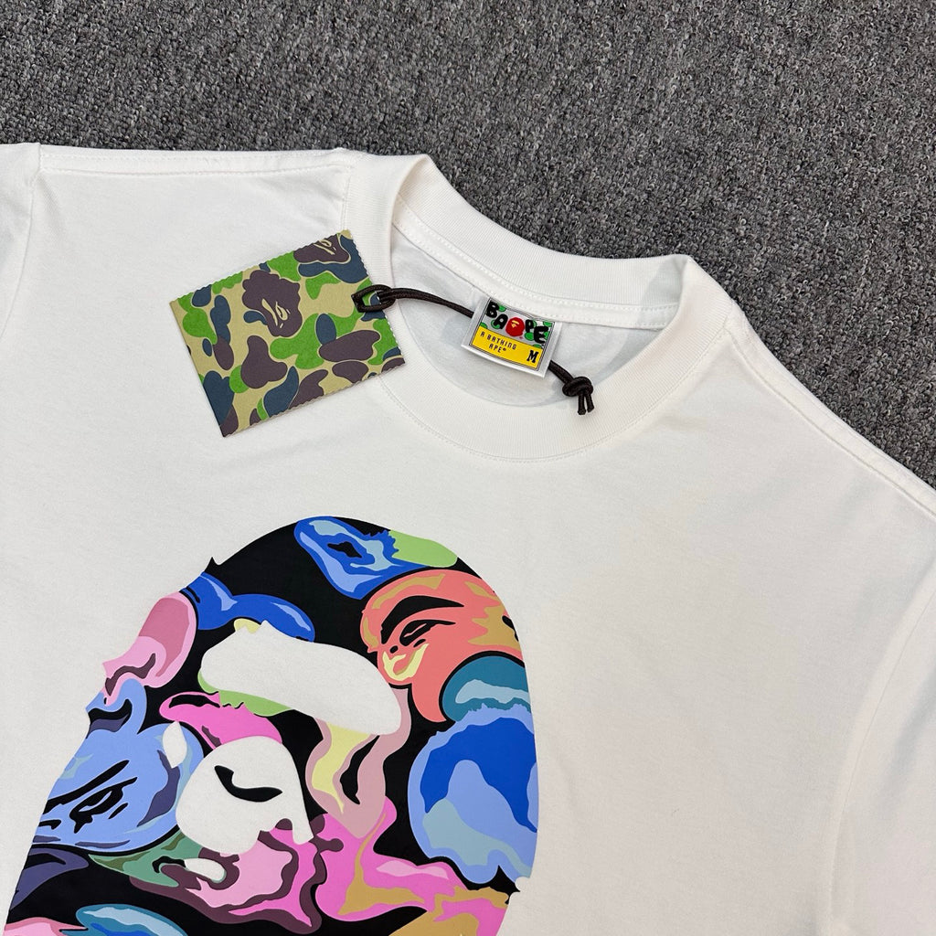 BAPE Liquid Marble Multicolor Ape Head BY BATHING APE Oversized Unisex T-Shirt