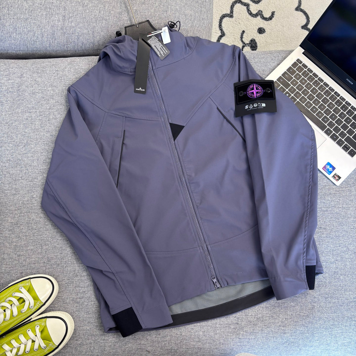 Stone Island Softshell Technical Hooded Jacket with Compass Badge