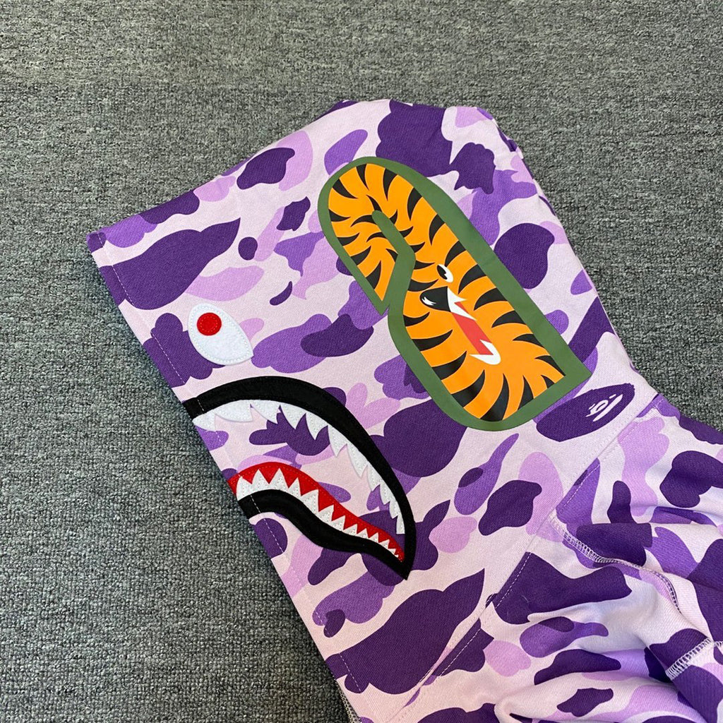 BAPE Taipei Exclusive Purple Color Camo Shark Full-Zip Hoodie