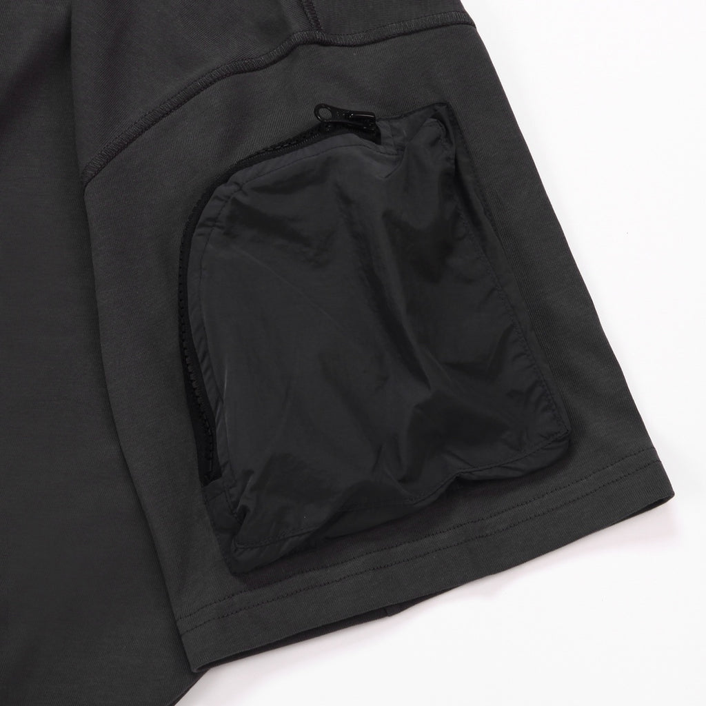 Stone Island Centre Chest Logo Crew Neck T-Shirt with Right Sleeve Nylon Zip Pocket
