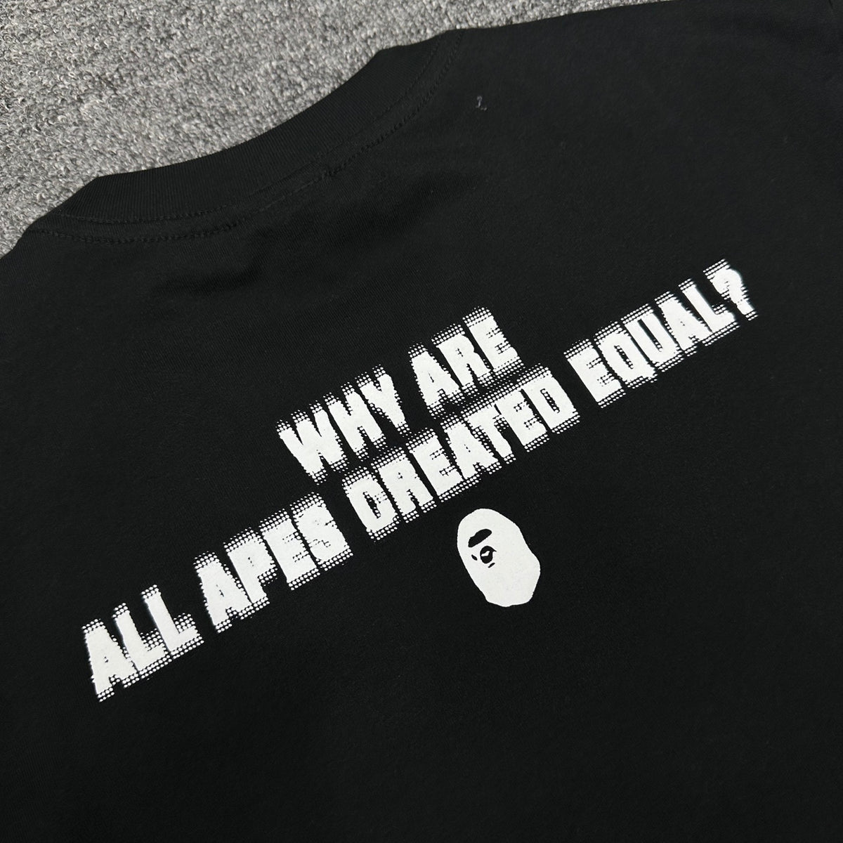 BAPE SS25 Pixel Font "Why Are All Apes Created Equal?" Double-Sided Oversized Heavyweight Unisex T-Shirt