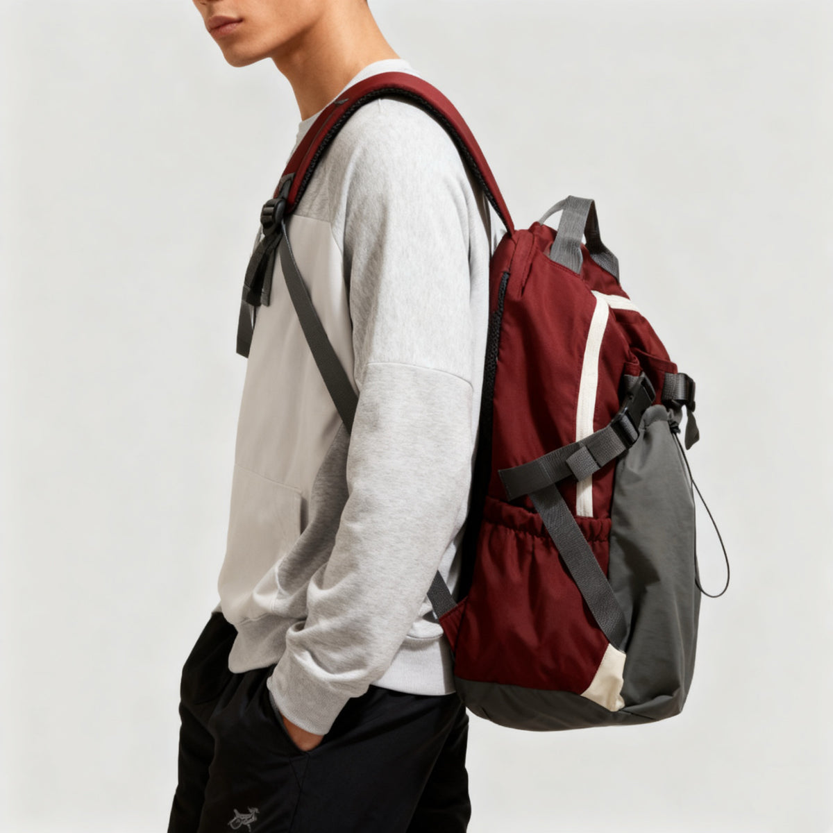 Arc'teryx Color‑Block Drawstring Pocket Backpack, Large‑Capacity Outdoor Travel Daypack Unisex
