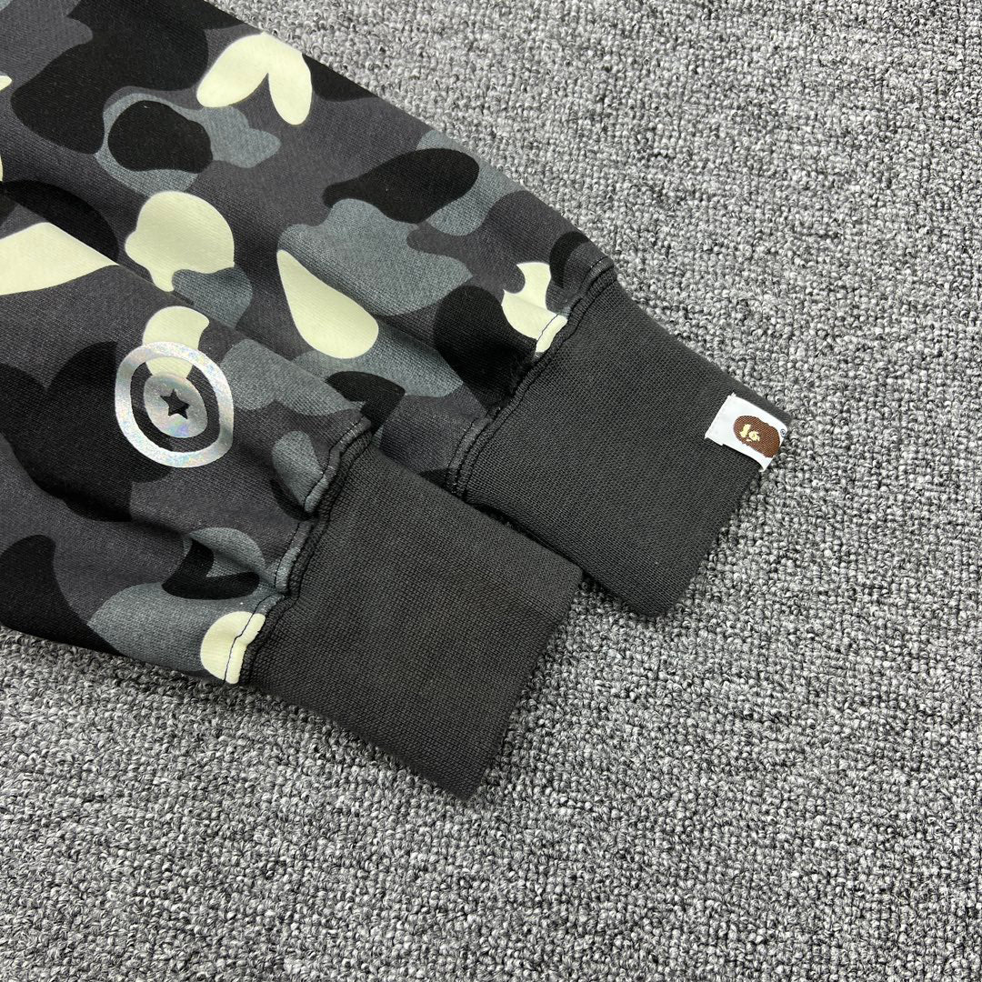 BAPE City Camo Glow + Holographic Shark Full-Zip Hoodie - Gray / Black