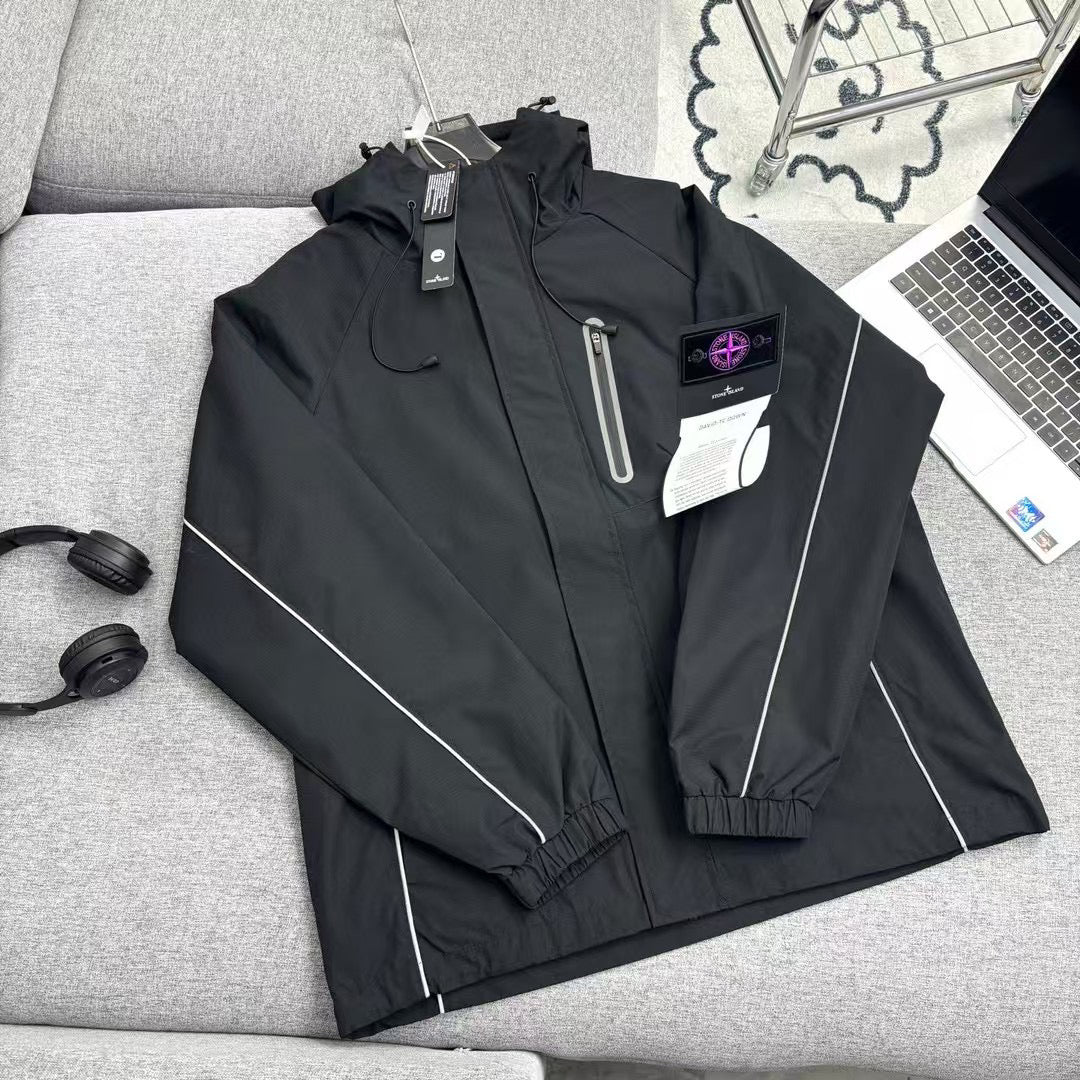 Stone Island Reflective Lightweight Hooded Windbreaker with Compass Badge