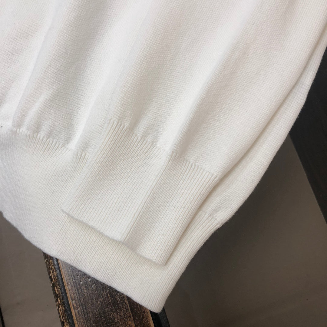 Stone Island Fine-Knit Crew Neck Pullover Sweater with Chest Compass Badge