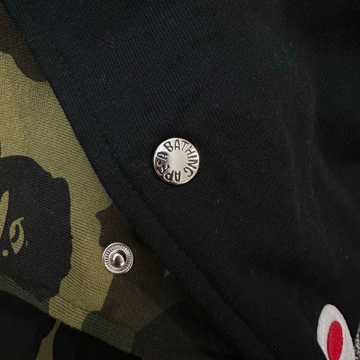 BAPE SS25 Shark Full-Zip Double Hood Hoodie — Color-Block Camo