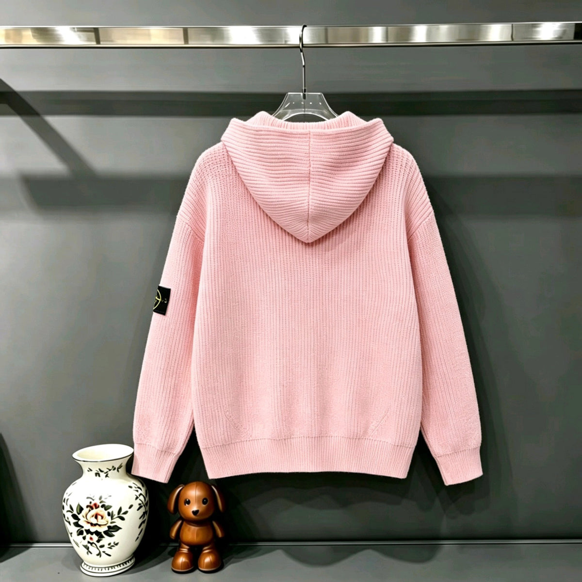 Stone Island Full-Zip Knit Hoodie Chunky Rib - Pink / Gray / Blue / Black / White