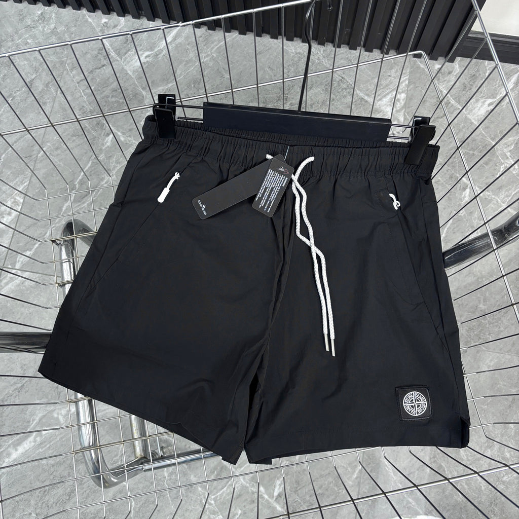 Stone Island Quick-Dry Athletic Shorts with Contrast Drawstring and Compass Badge