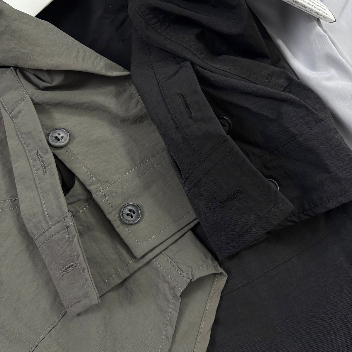 Stone Island Crinkle Nylon Overshirt with Flap Chest Pockets and Compass Badge