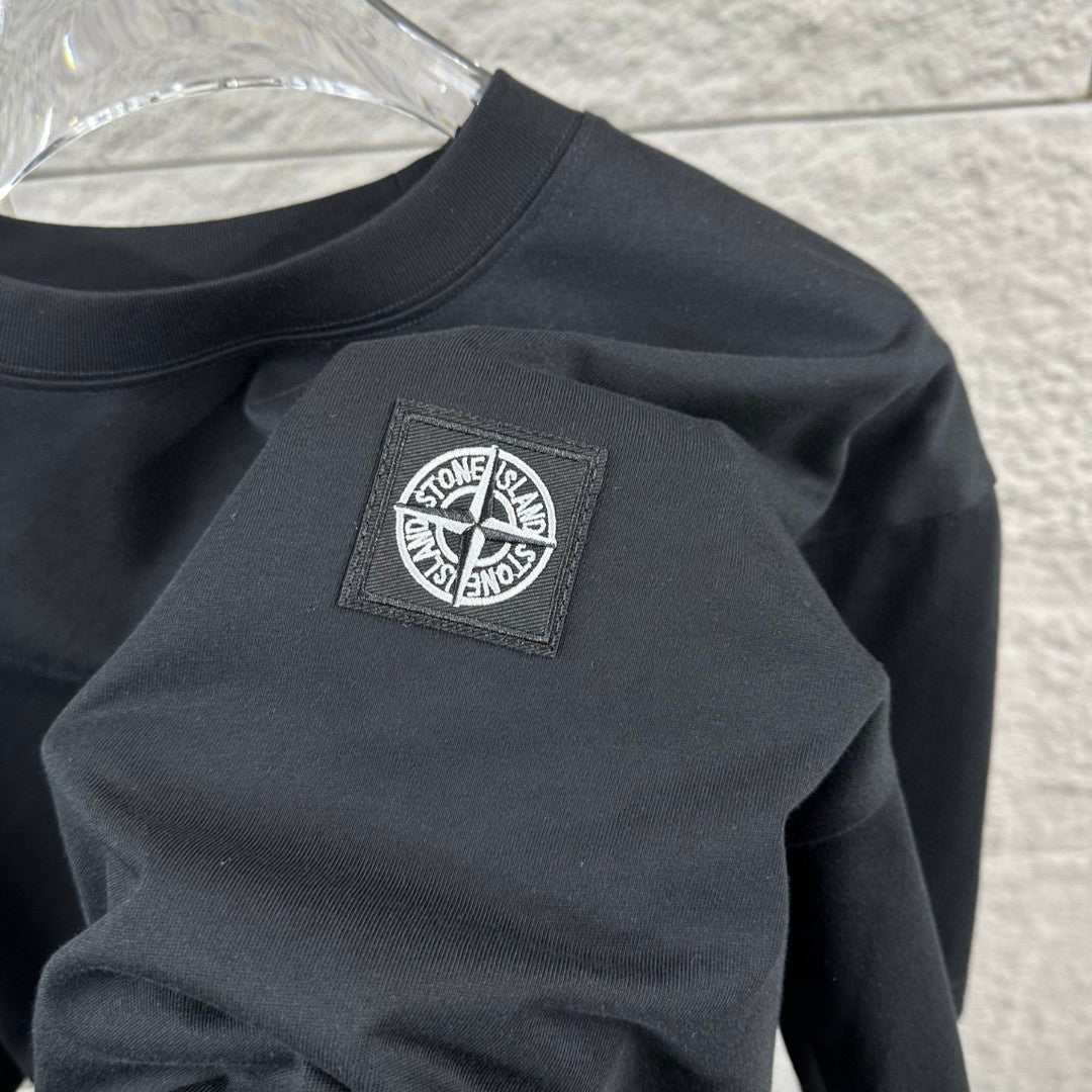 Stone Island Classic Compass Rose Woven Appliqué Badge T-Shirt - Left Chest Patch