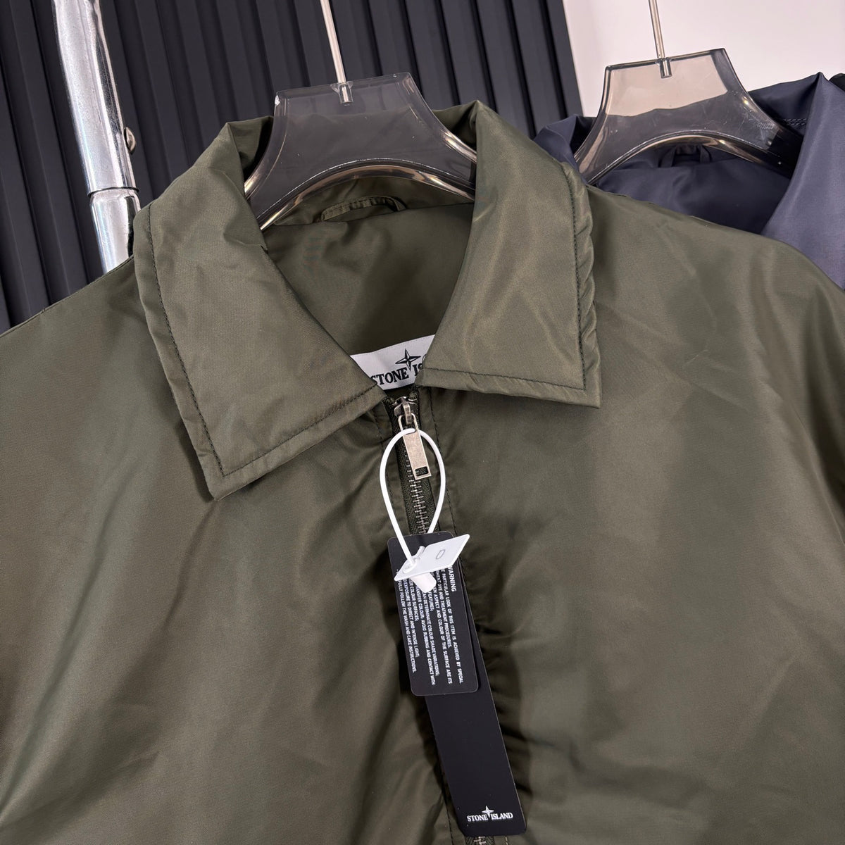 Stone Island Nylon Bomber Jacket with Point Collar and Compass Badge