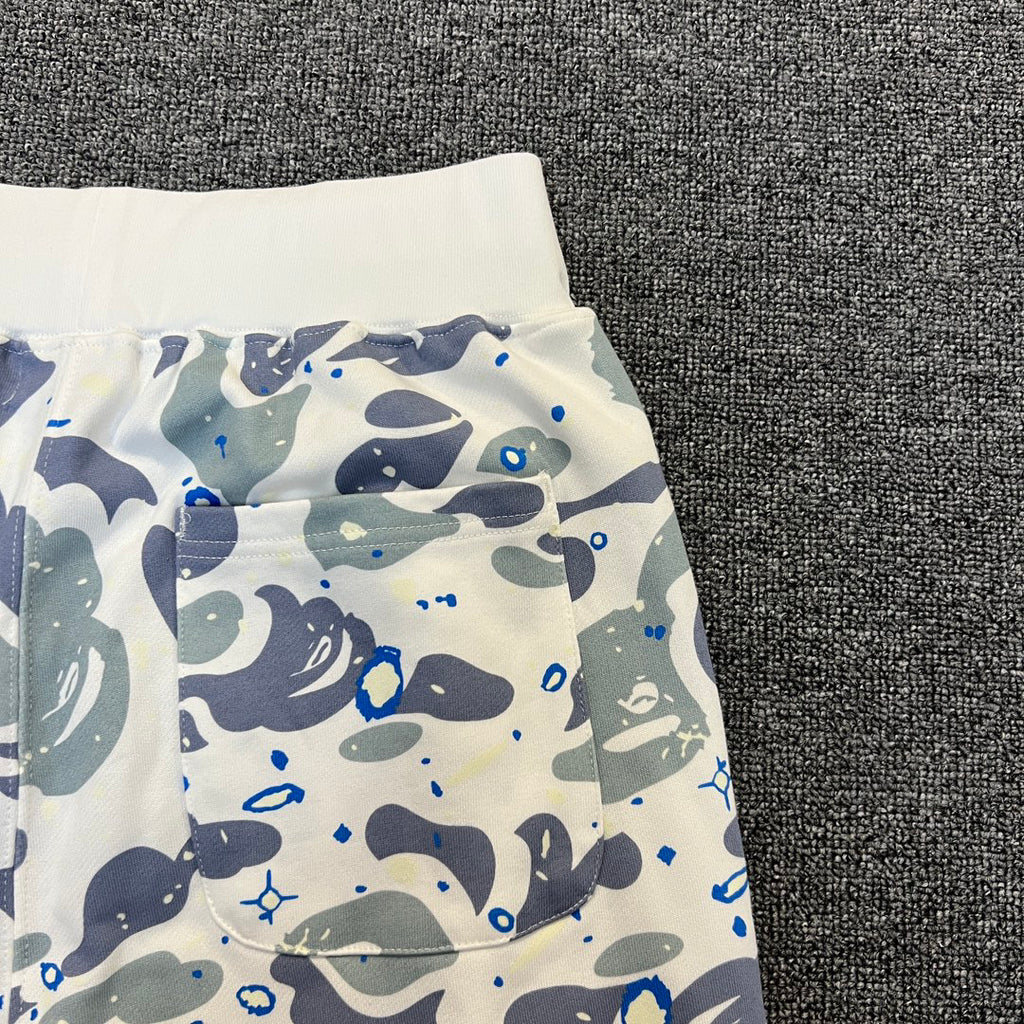 BAPE Space Camo Glow-in-the-Dark Shark Shorts - White / Black