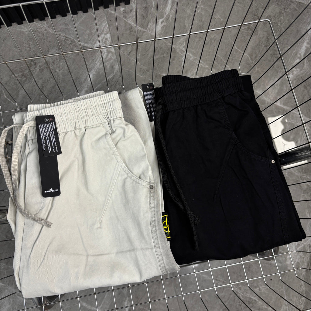 Stone Island Wide-Leg Straight Cargo Trousers with Compass Badge