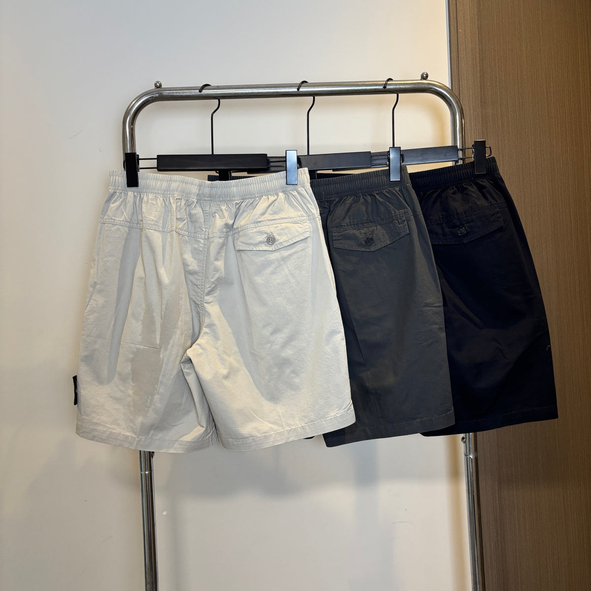 Stone Island Mid-Length Utility Cotton Shorts with Elasticated Waist and Compass Badge