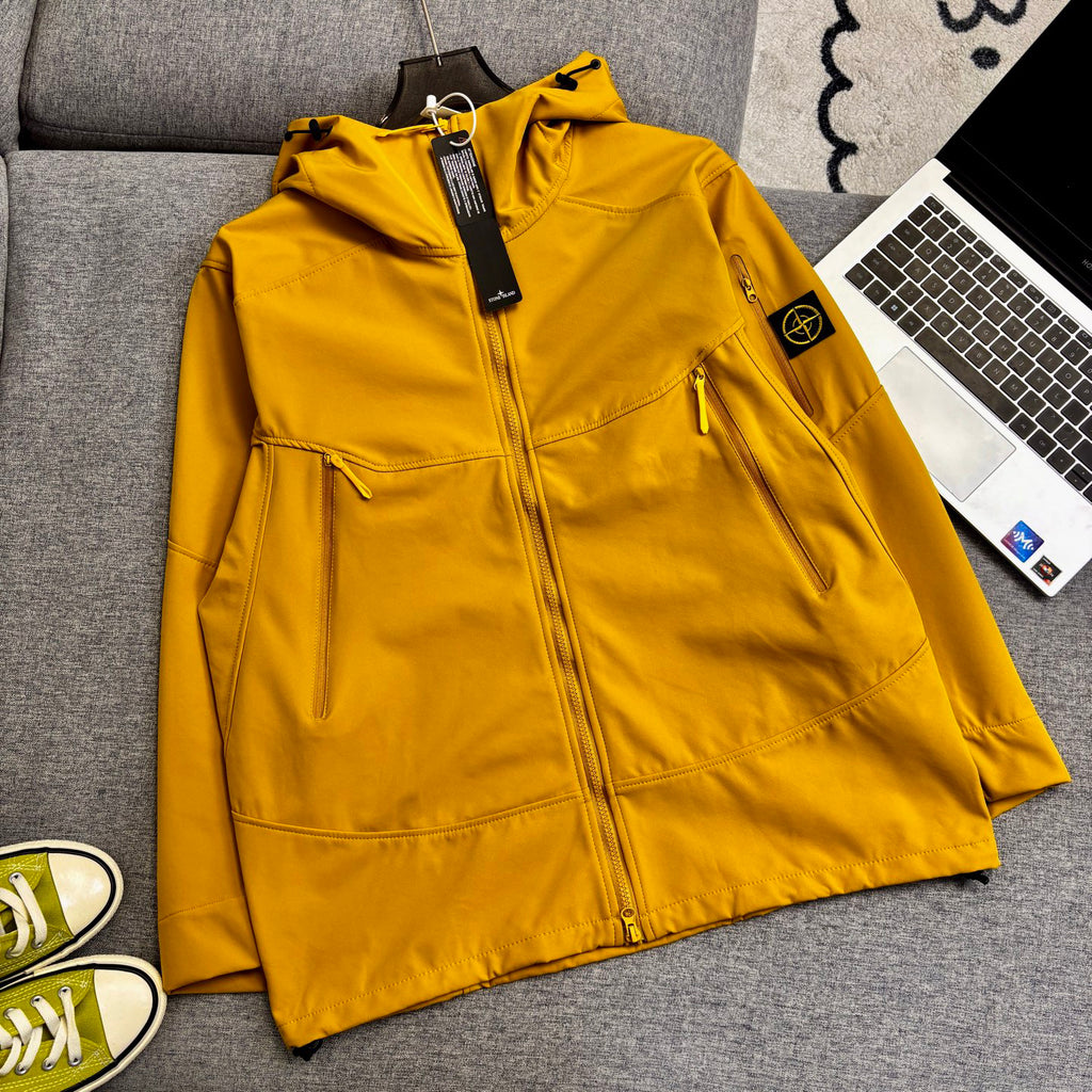 Stone Island Softshell Three-Protection Hooded Jacket with Compass Badge