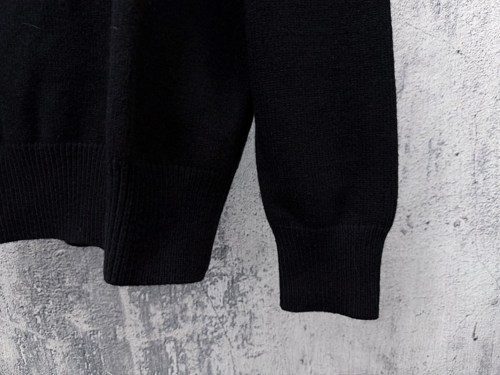 Stone Island Wool Knit Half-Button Mock Neck Sweater with Compass Badge on Sleeve