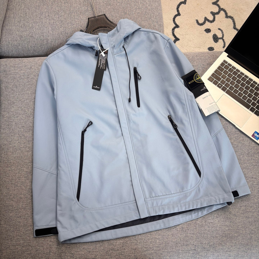 Stone Island Softshell Multi-Pocket Hooded Jacket with Compass Badge