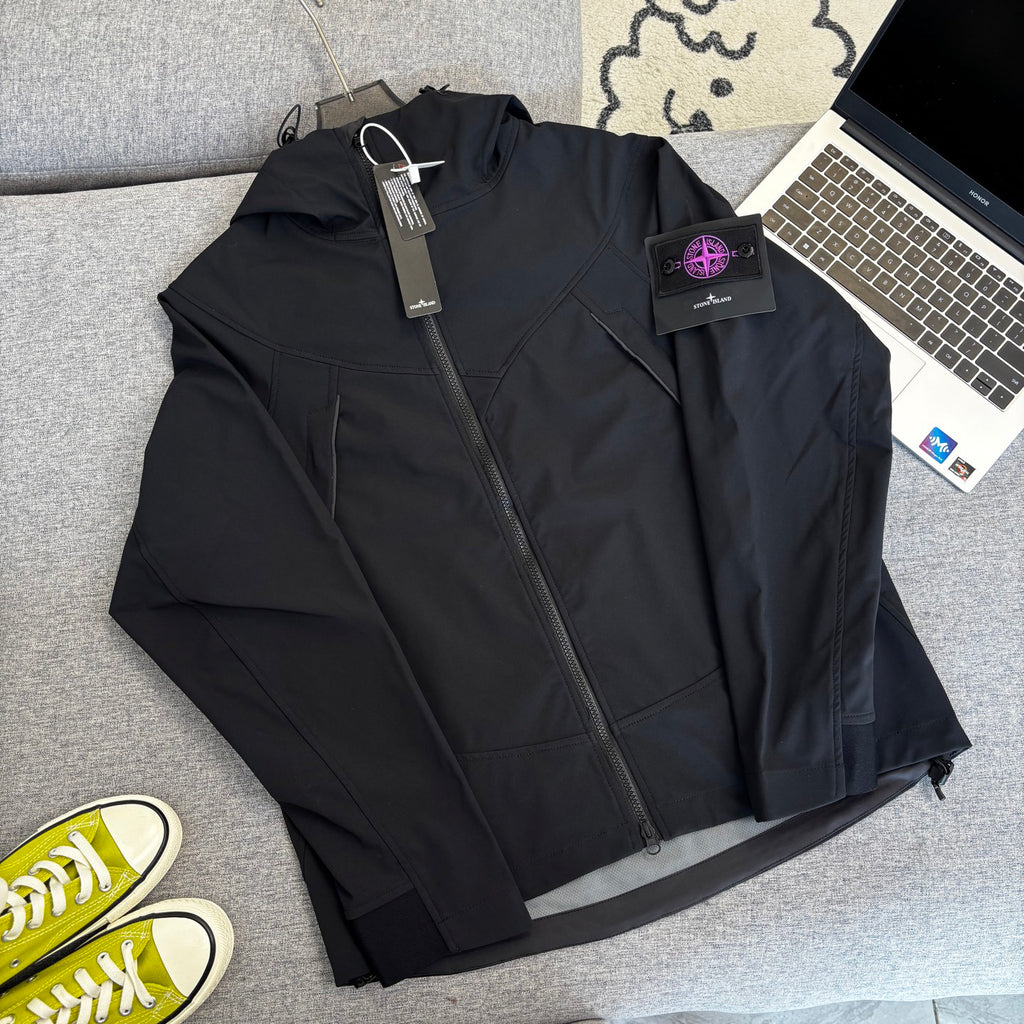 Stone Island Softshell Technical Hooded Jacket with Compass Badge