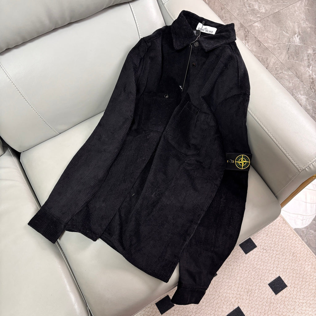 Stone Island Wide-Wale Corduroy Overshirt with Snap Buttons and Compass Badge