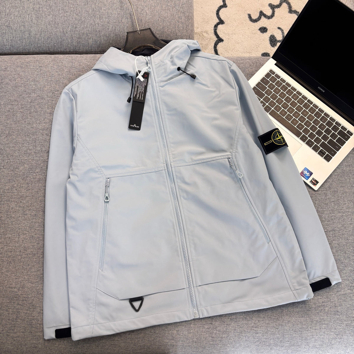 Stone Island Softshell Three-Protection Hooded Jacket with Compass Badge
