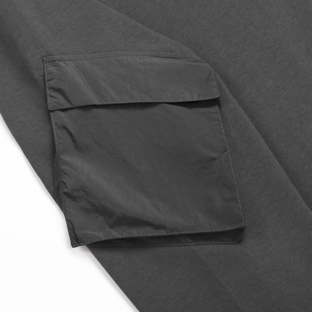 Stone Island Cotton Crew Neck Sweatshirt with Bilateral Sleeve Open Cargo Pockets and Compass Badge