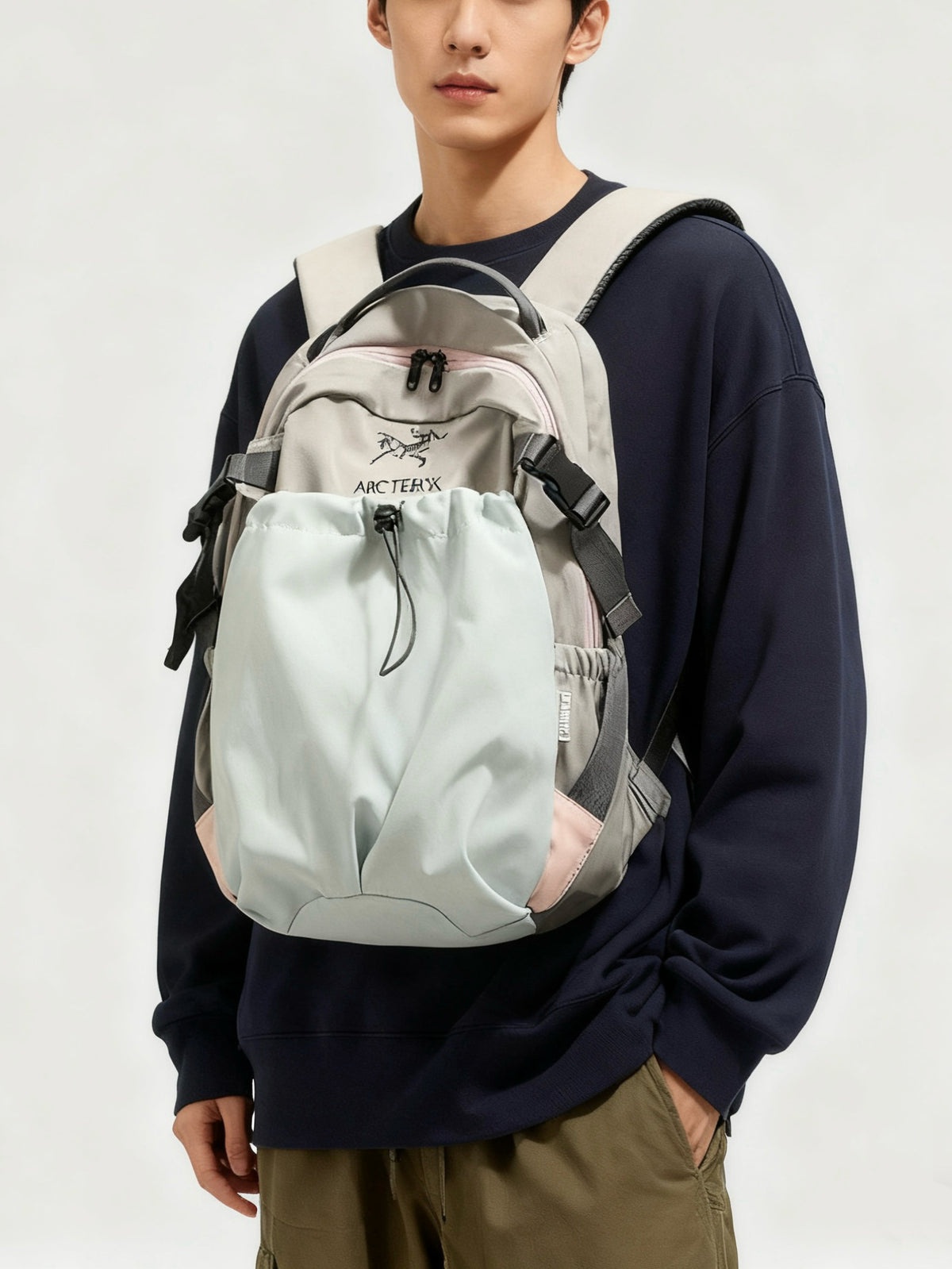 Arc'teryx Color‑Block Drawstring Pocket Backpack, Large‑Capacity Outdoor Travel Daypack Unisex
