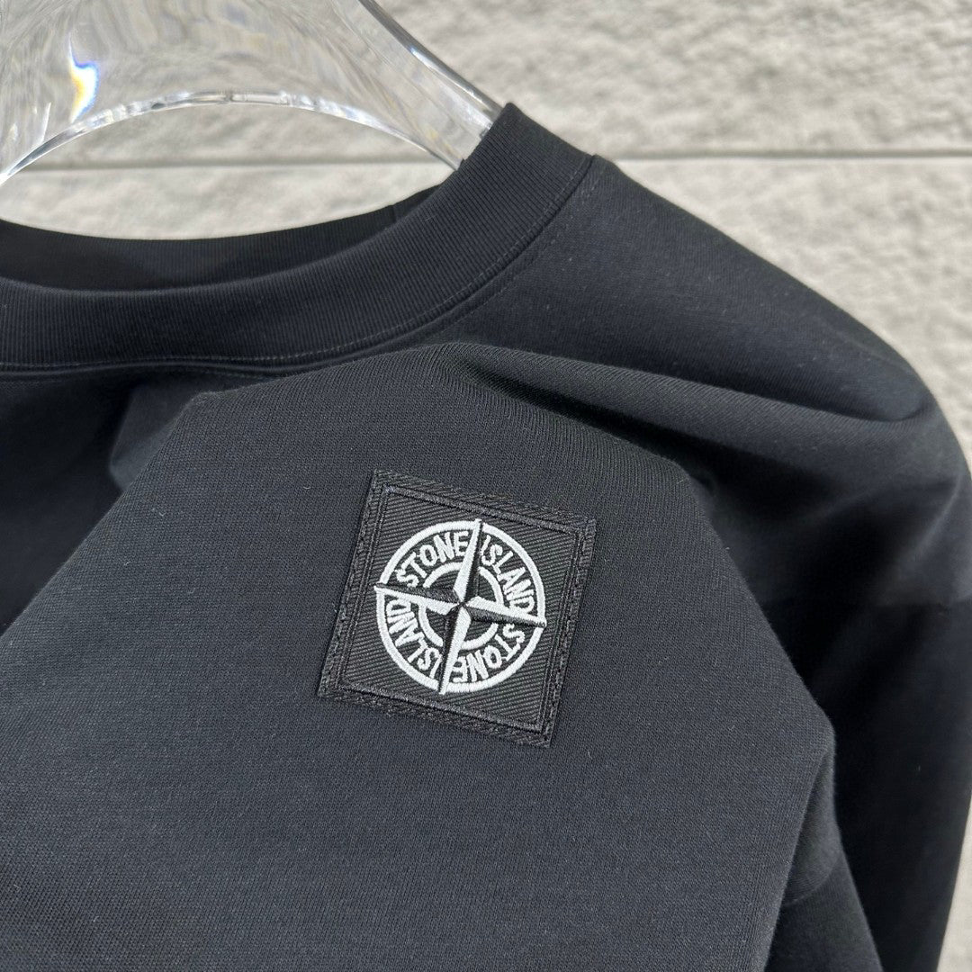Stone Island Classic Compass Rose Woven Appliqué Badge T-Shirt - Left Chest Patch