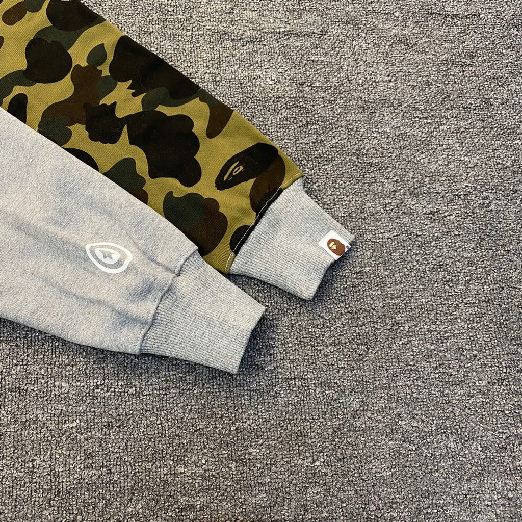 BAPE WGM Shark Full-Zip Hoodie Woodland Camo Hood + Sleeve - Black / Gray