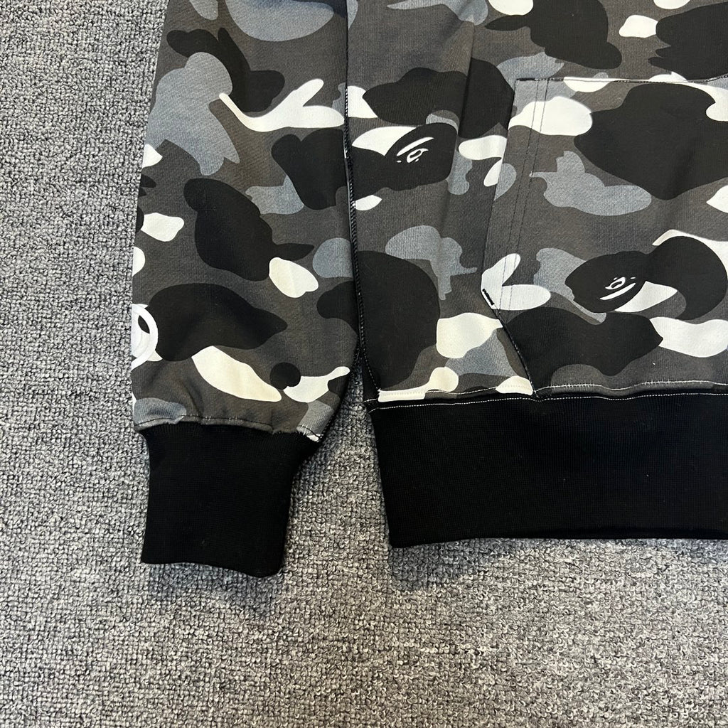BAPE Yin-Yang Glow City Camo Shark Full-Zip Hoodie - Black × White