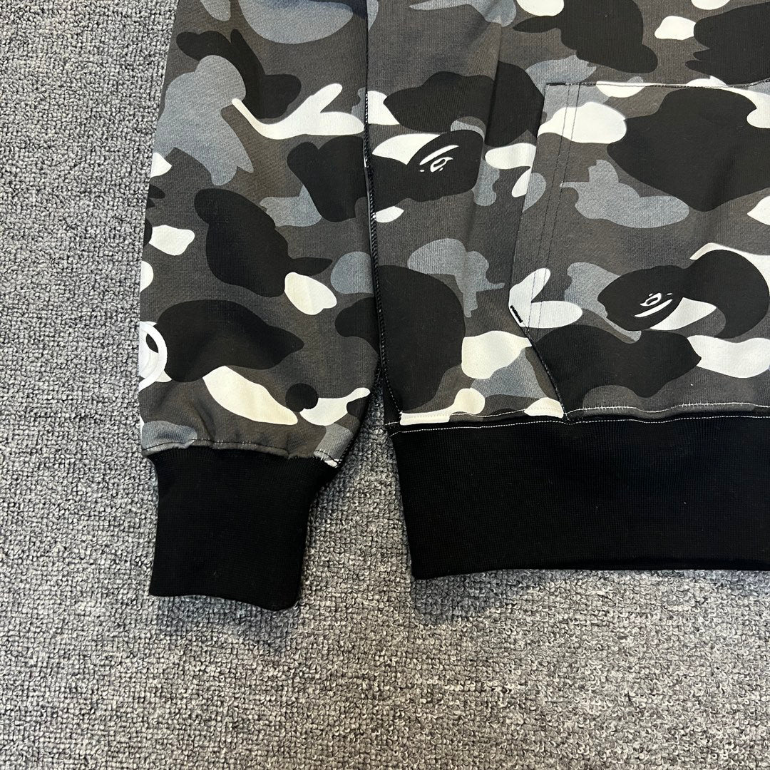 BAPE Yin-Yang Glow City Camo Shark Full-Zip Hoodie - Black × White