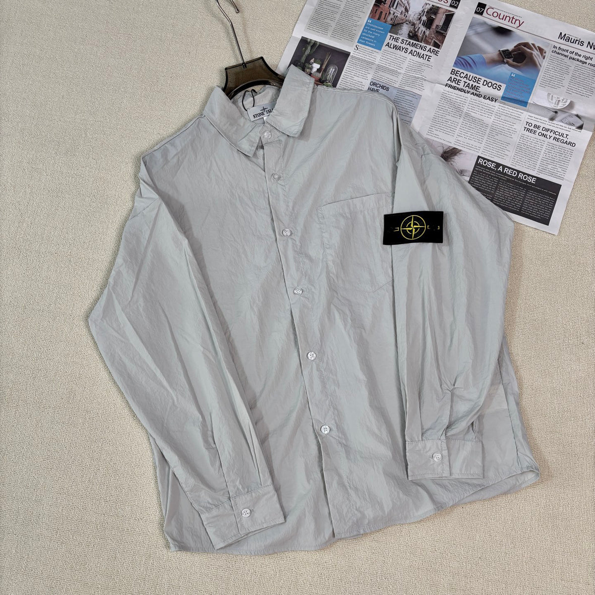 Stone Island Lightweight Sun-Protection Overshirt with Compass Badge Sleeve Patch
