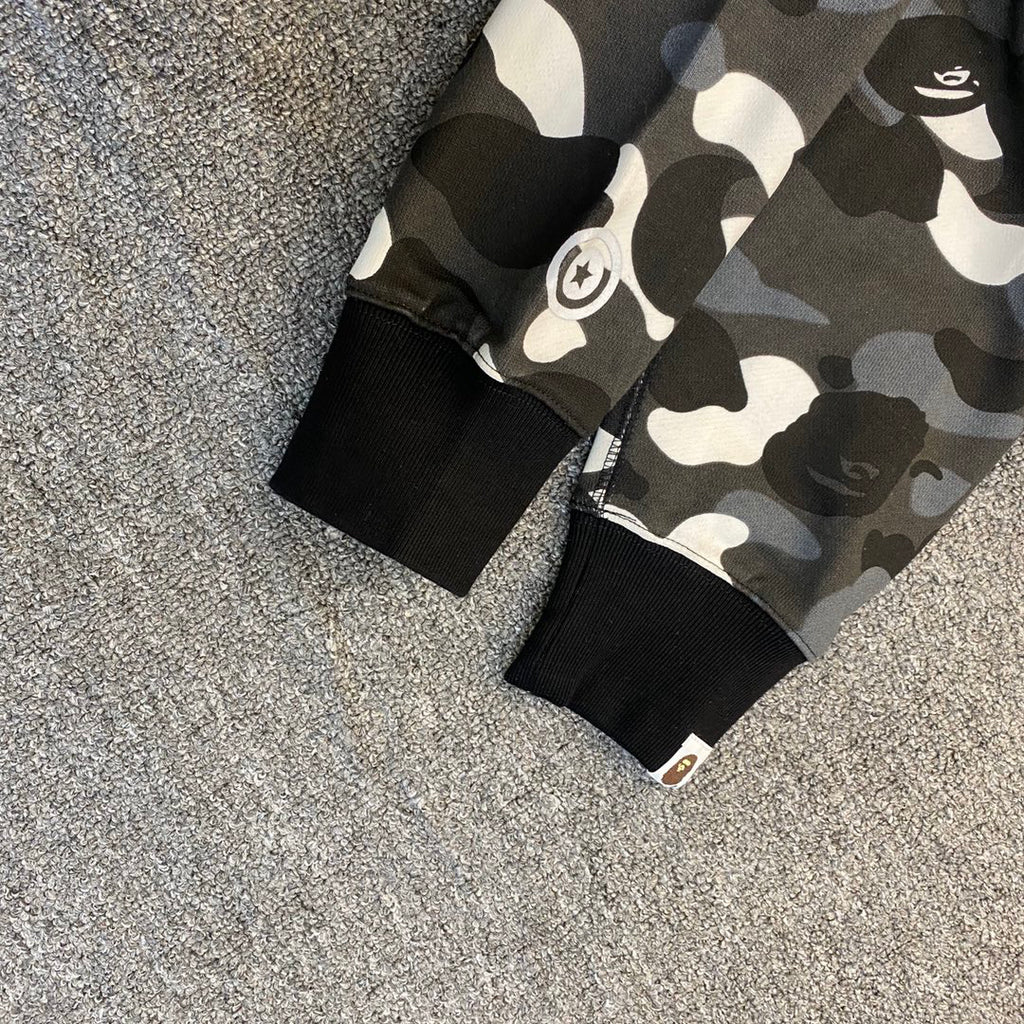 BAPE Glow-in-the-Dark City Camo Shark Full-Zip Hoodie - White / Black