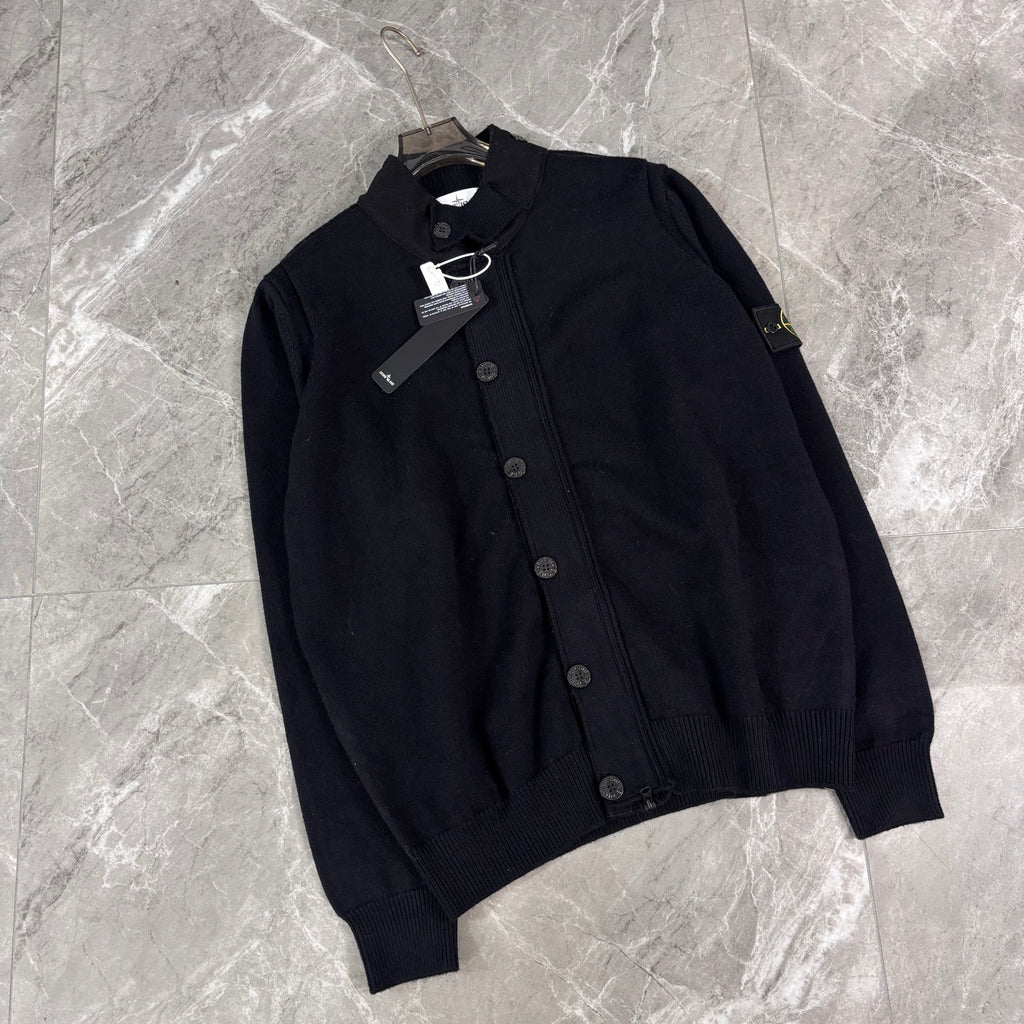 Stone Island Button-Front Knit Cardigan with Compass Badge