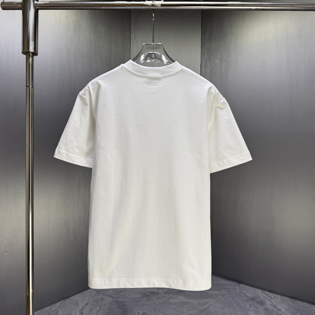 AMIRI Perforated Collegiate Logo Crew‑Neck Short‑Sleeve T‑Shirt