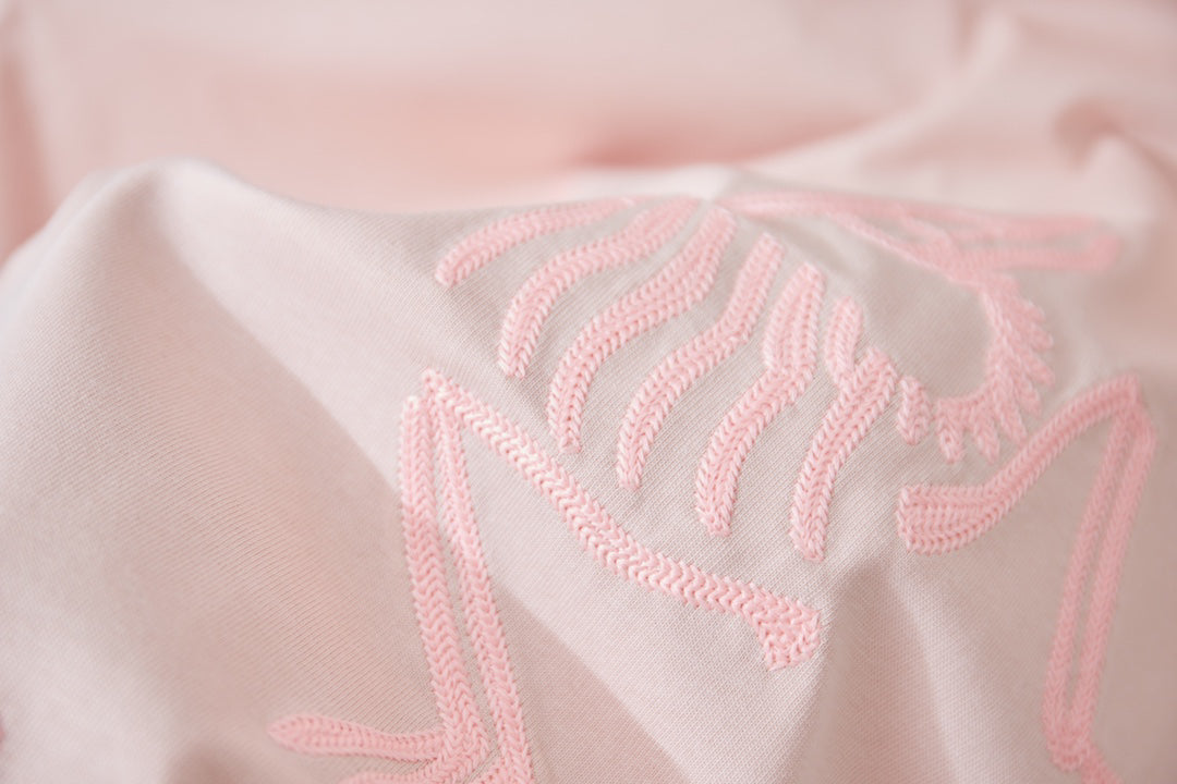 Embroidered Fossil‑Bird Logo Front‑Back Short‑Sleeve T‑Shirt